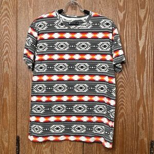 Western Aztec RF BRAND Men M Geometric Abstract Short Sleeve T Shirt Multi Color